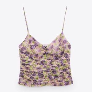 Zara Floral Ruched Tank Bouse NWT